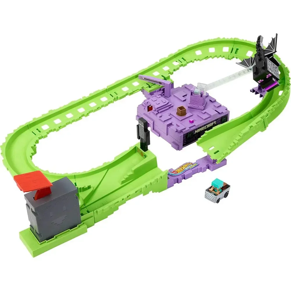 Minecraft Hot Wheels RacerVerse Diecast Track Set Diamond Armor Steve NWT